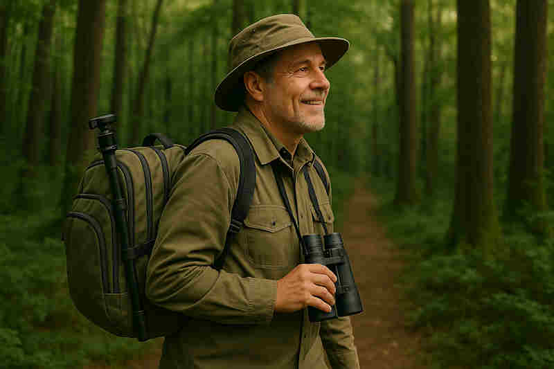 New Bird Watcher heading into the forest